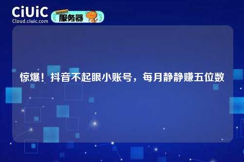 惊爆！抖音不起眼小账号，每月静静赚五位数