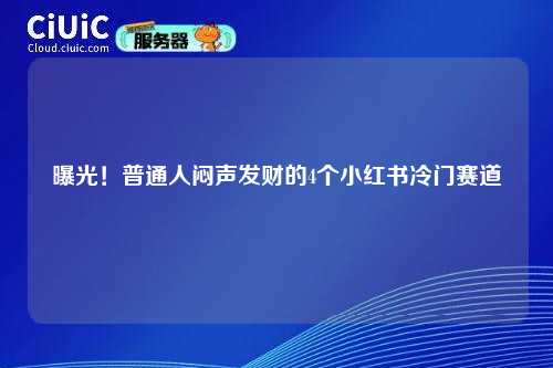 曝光！普通人闷声发财的4个小红书冷门赛道