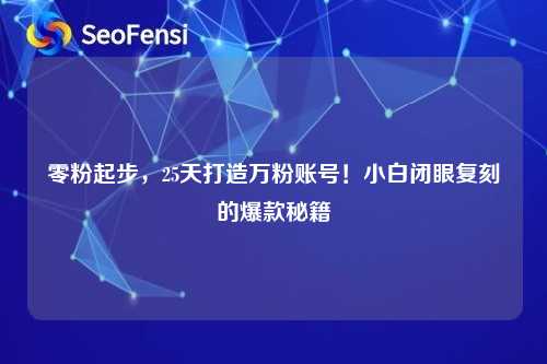 零粉起步，25天打造万粉账号！小白闭眼复刻的爆款秘籍