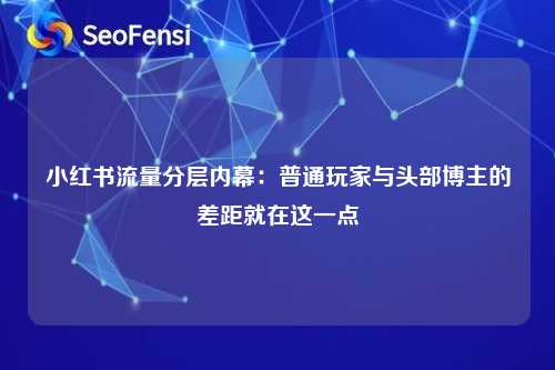 小红书流量分层内幕：普通玩家与头部博主的差距就在这一点