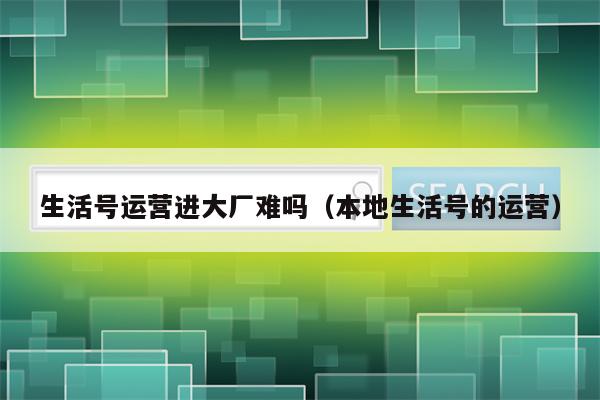 生活号运营进大厂难吗（本地生活号的运营）