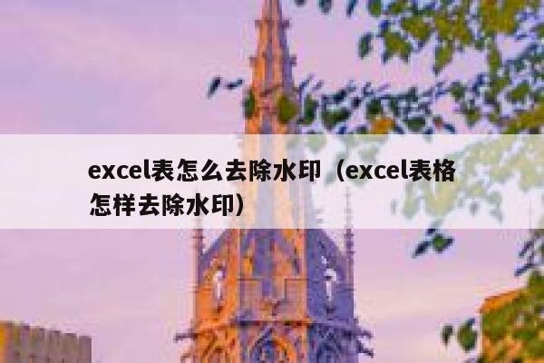 excel表怎么去除水印（excel表格怎样去除水印）