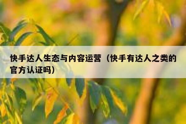 快手达人生态与内容运营（快手有达人之类的官方认证吗）