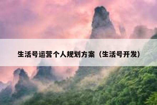 生活号运营个人规划方案（生活号开发）