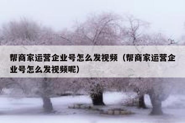 帮商家运营企业号怎么发视频（帮商家运营企业号怎么发视频呢）