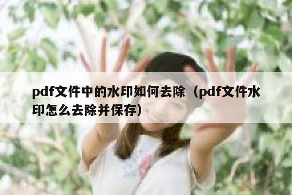 pdf文件中的水印如何去除（pdf文件水印怎么去除并保存）