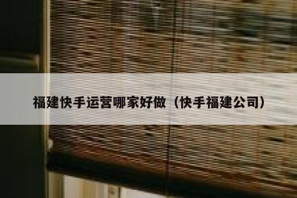 福建快手运营哪家好做（快手福建公司）