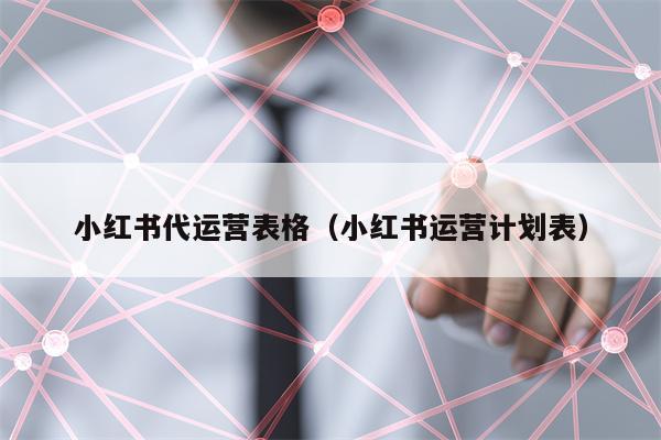 小红书代运营表格（小红书运营计划表）