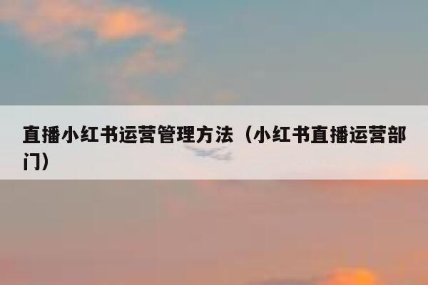 直播小红书运营管理方法（小红书直播运营部门）