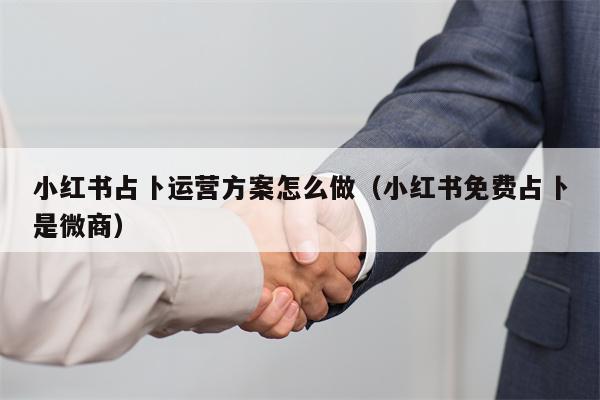 小红书占卜运营方案怎么做（小红书免费占卜是微商）