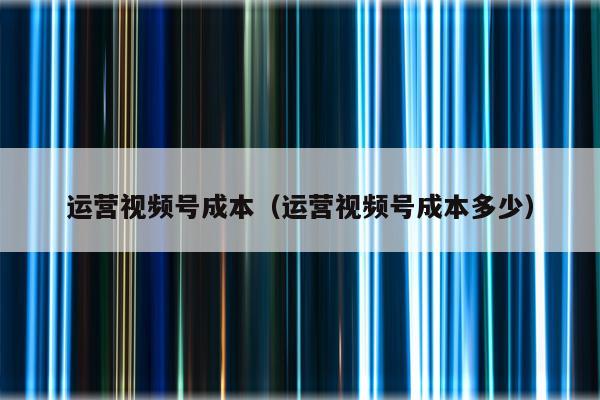 运营视频号成本（运营视频号成本多少）