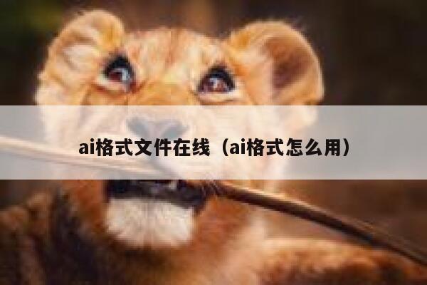 ai格式文件在线（ai格式怎么用）