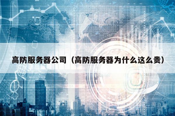 高防服务器公司（高防服务器为什么这么贵）