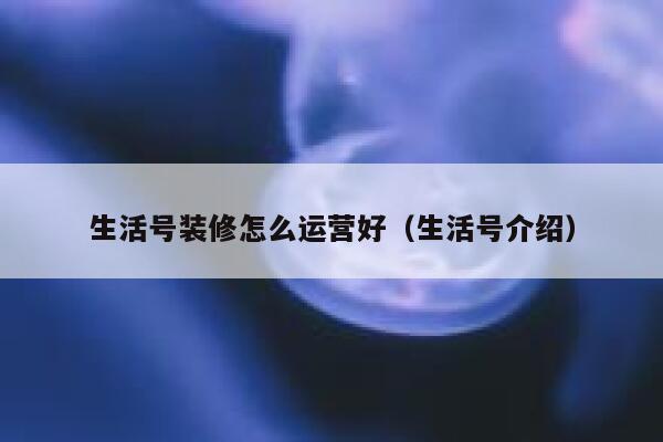 生活号装修怎么运营好（生活号介绍）