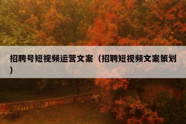招聘号短视频运营文案（招聘短视频文案策划）