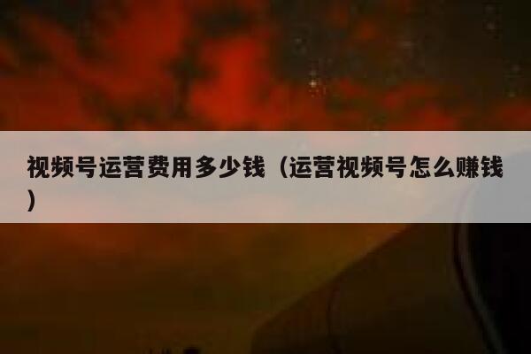 视频号运营费用多少钱（运营视频号怎么赚钱）