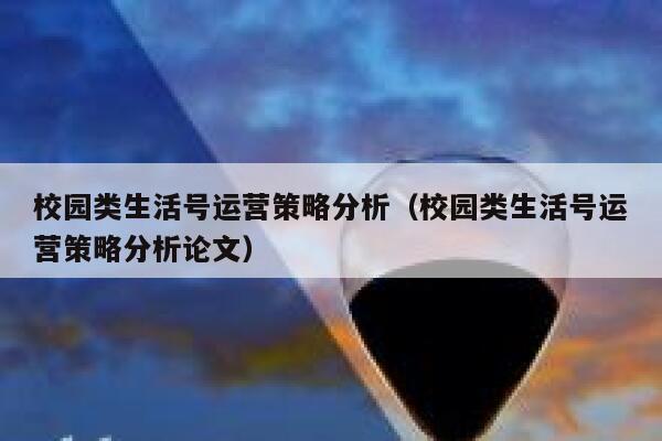 校园类生活号运营策略分析（校园类生活号运营策略分析论文）