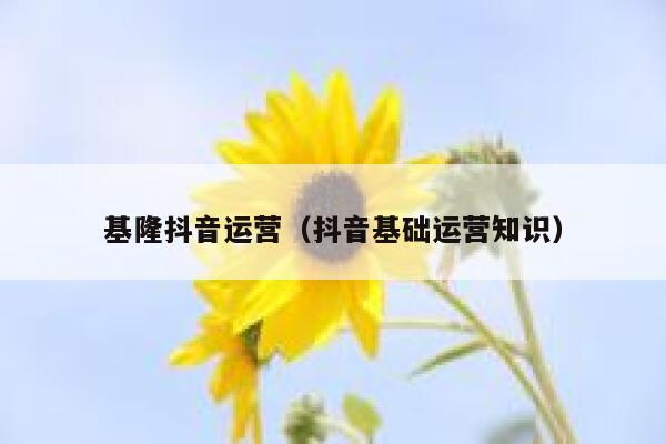 基隆抖音运营（抖音基础运营知识）