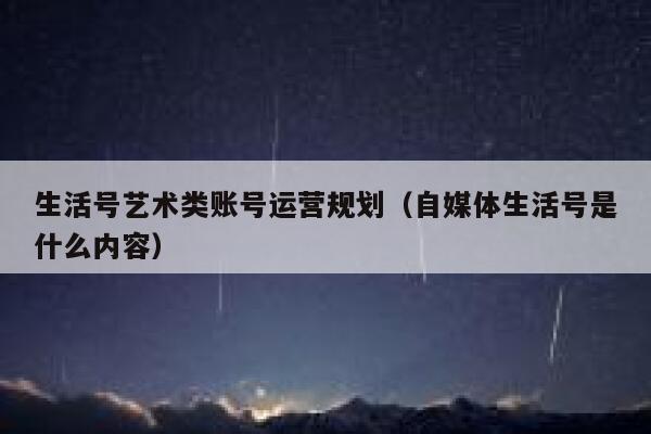 生活号艺术类账号运营规划（自媒体生活号是什么内容）