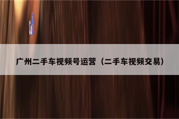 广州二手车视频号运营（二手车视频交易）