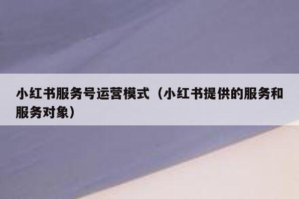 小红书服务号运营模式（小红书提供的服务和服务对象）