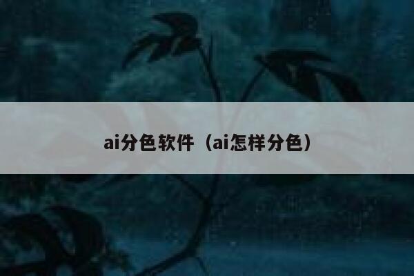 ai分色软件（ai怎样分色）