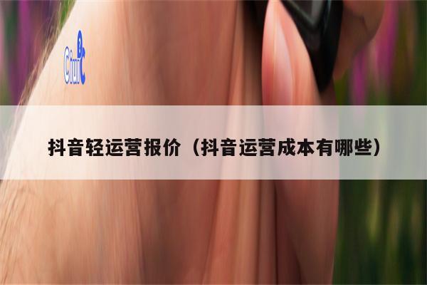 抖音轻运营报价（抖音运营成本有哪些）