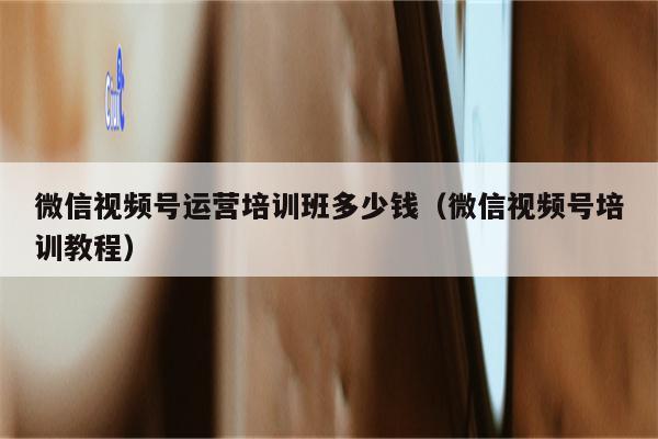 微信视频号运营培训班多少钱（微信视频号培训教程）