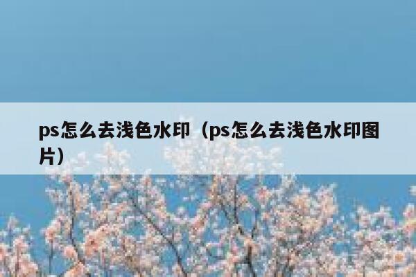 ps怎么去浅色水印（ps怎么去浅色水印图片）
