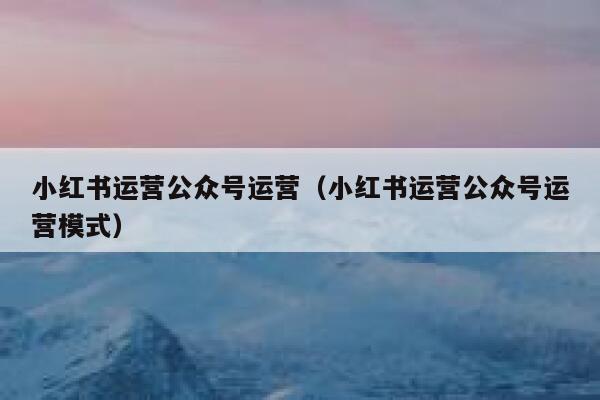 小红书运营公众号运营（小红书运营公众号运营模式）
