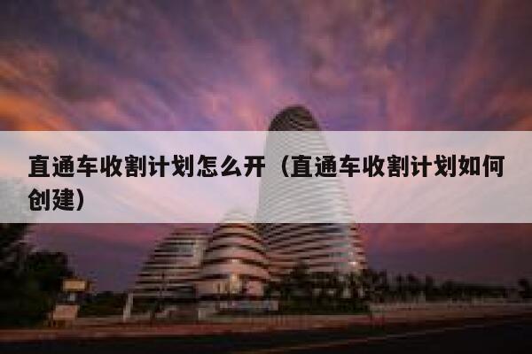 直通车收割计划怎么开（直通车收割计划如何创建）