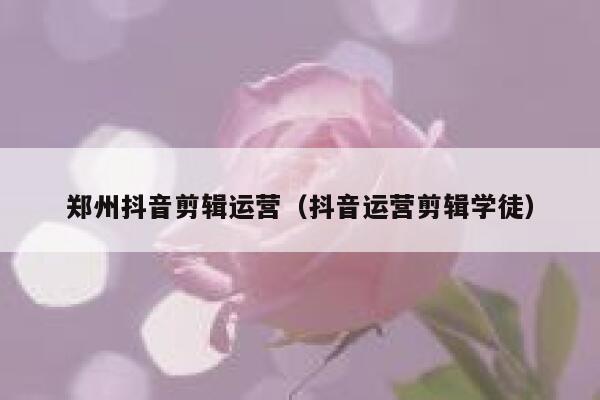 郑州抖音剪辑运营（抖音运营剪辑学徒）