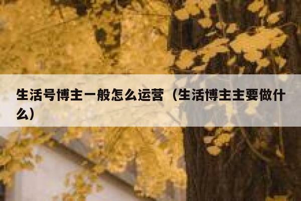 生活号博主一般怎么运营（生活博主主要做什么）