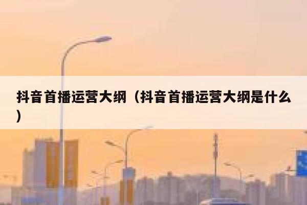 抖音首播运营大纲（抖音首播运营大纲是什么）