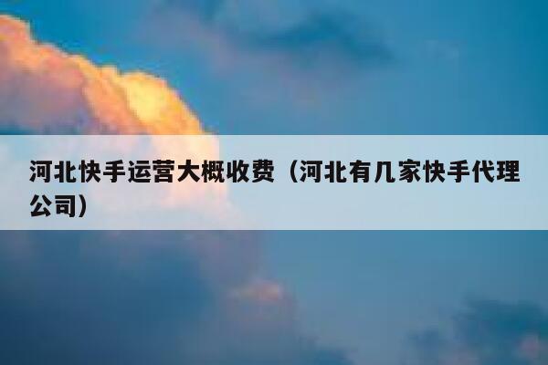河北快手运营大概收费（河北有几家快手代理公司）