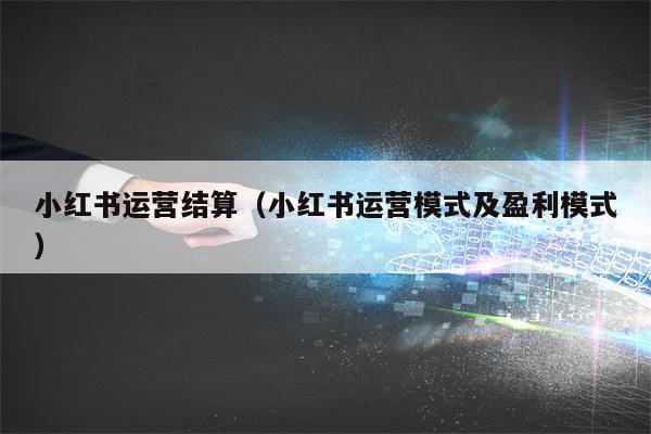 小红书运营结算（小红书运营模式及盈利模式）