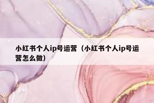 小红书个人ip号运营（小红书个人ip号运营怎么做）