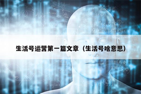 生活号运营第一篇文章（生活号啥意思）