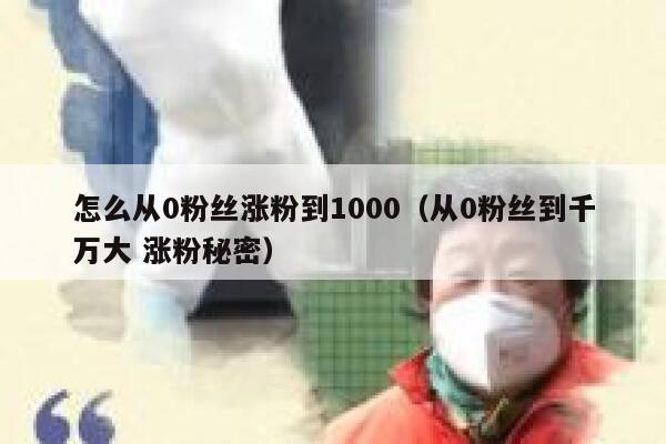 怎么从0粉丝涨粉到1000（从0粉丝到千万大 涨粉秘密）