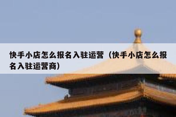 快手小店怎么报名入驻运营（快手小店怎么报名入驻运营商）