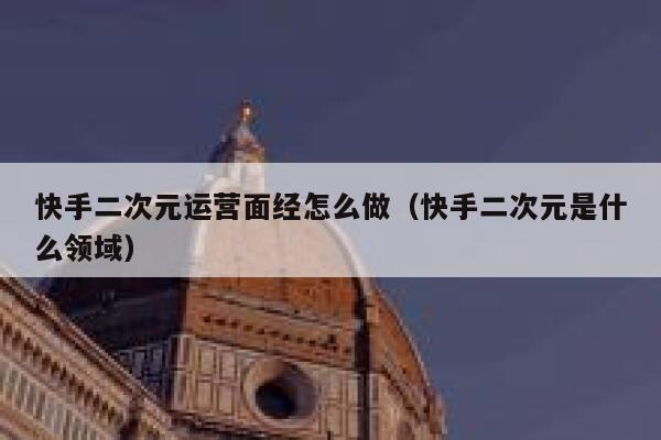 快手二次元运营面经怎么做（快手二次元是什么领域）