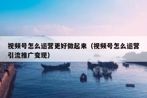 视频号怎么运营更好做起来（视频号怎么运营引流推广变现）