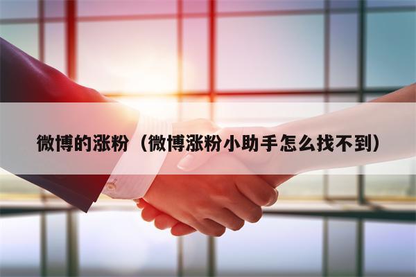 微博的涨粉（微博涨粉小助手怎么找不到）