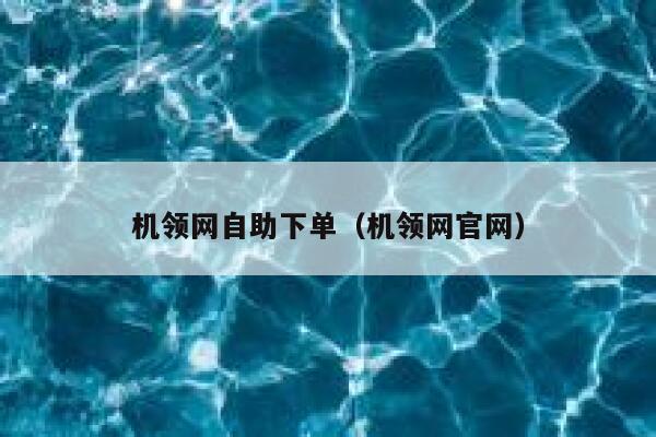 机领网自助下单(机领网官网)