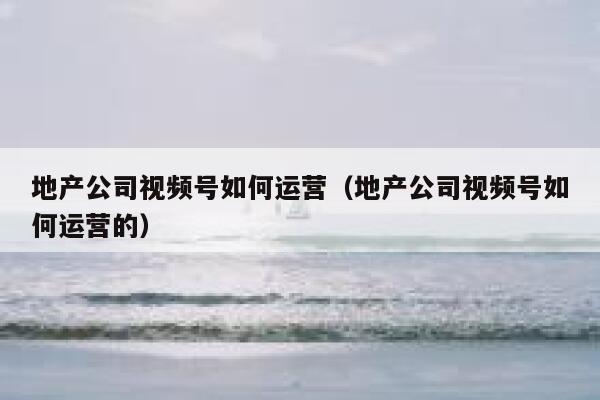 地产公司视频号如何运营（地产公司视频号如何运营的）