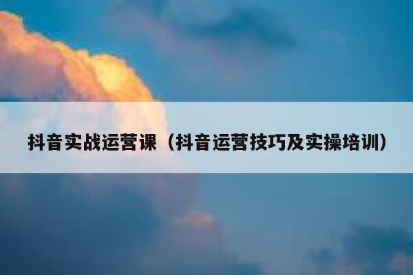 抖音实战运营课（抖音运营技巧及实操培训）