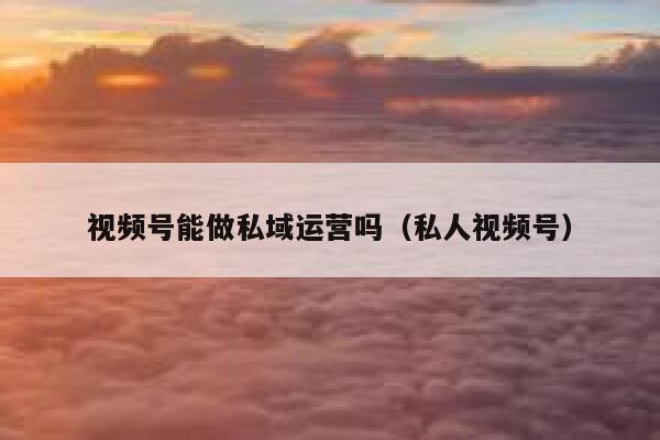 视频号能做私域运营吗(私人视频号)