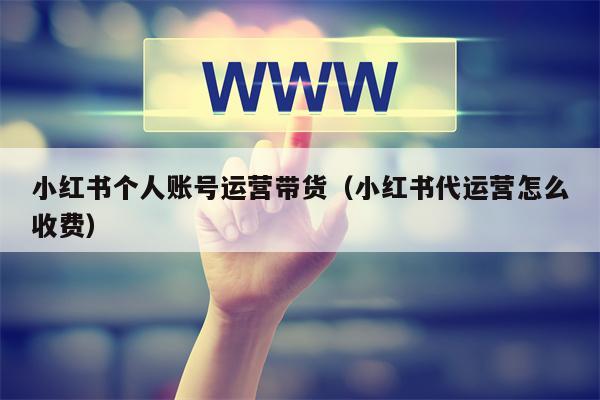 小红书个人账号运营带货（小红书代运营怎么收费）