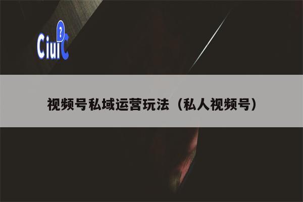 视频号私域运营玩法（私人视频号）