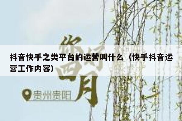 抖音快手之类平台的运营叫什么（快手抖音运营工作内容）